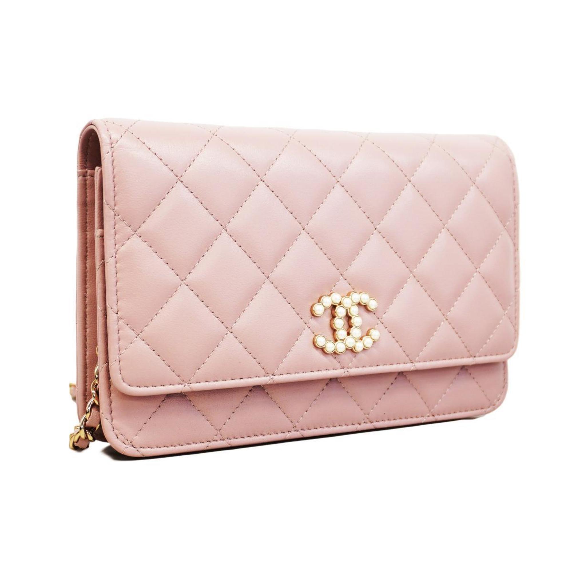 Chanel Shoulder Wallet Matelasse Chain Lambskin Pink Women's