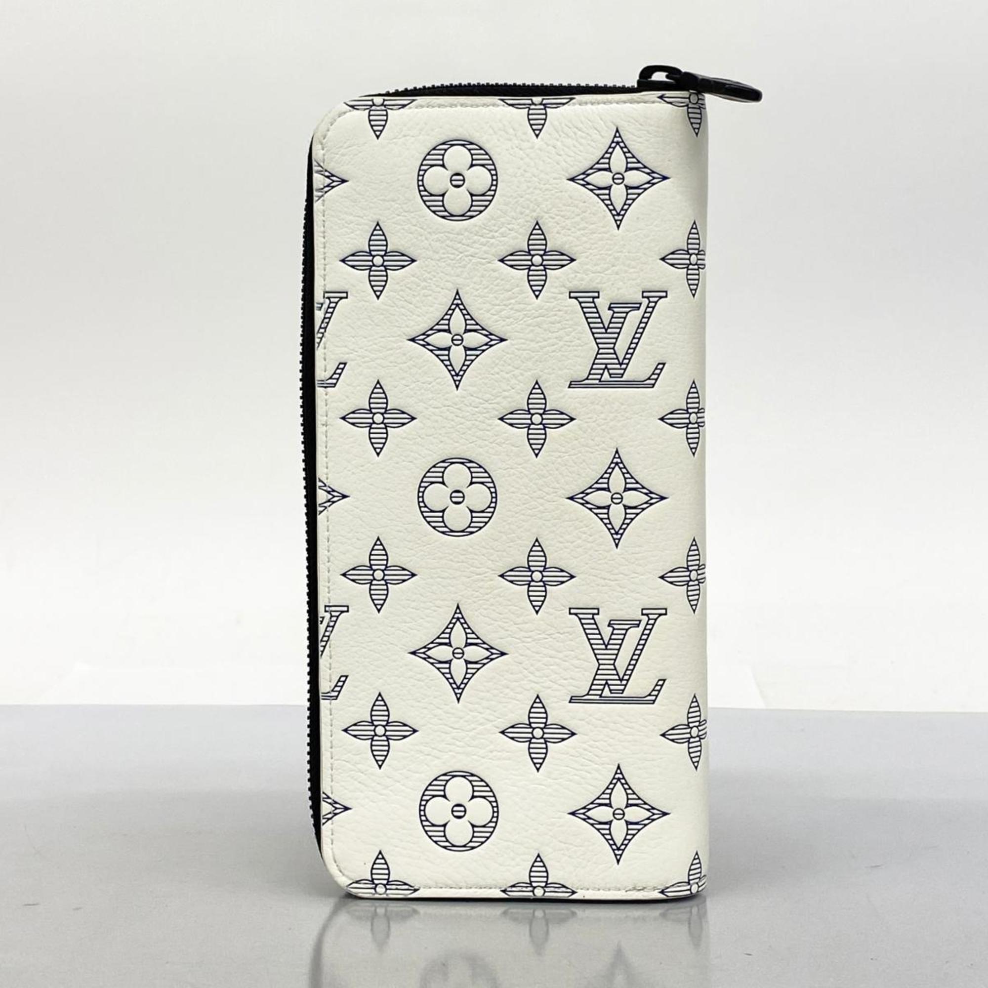 Louis Vuitton Long Wallet Monogram Shadow Zippy Vertical M83381 White Men's