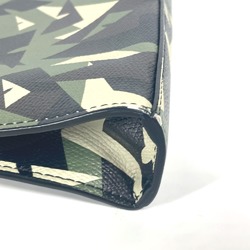 FENDI 7V91 Camouflage Pouch with Strap Clutch Bag Leather Men's Green