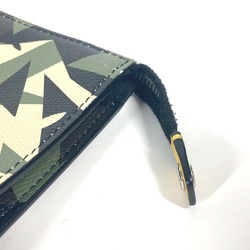 FENDI 7V91 Camouflage Pouch with Strap Clutch Bag Leather Men's Green