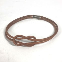 HERMES Hermes Herculide Choker Double Necklace Leather Women's Brown