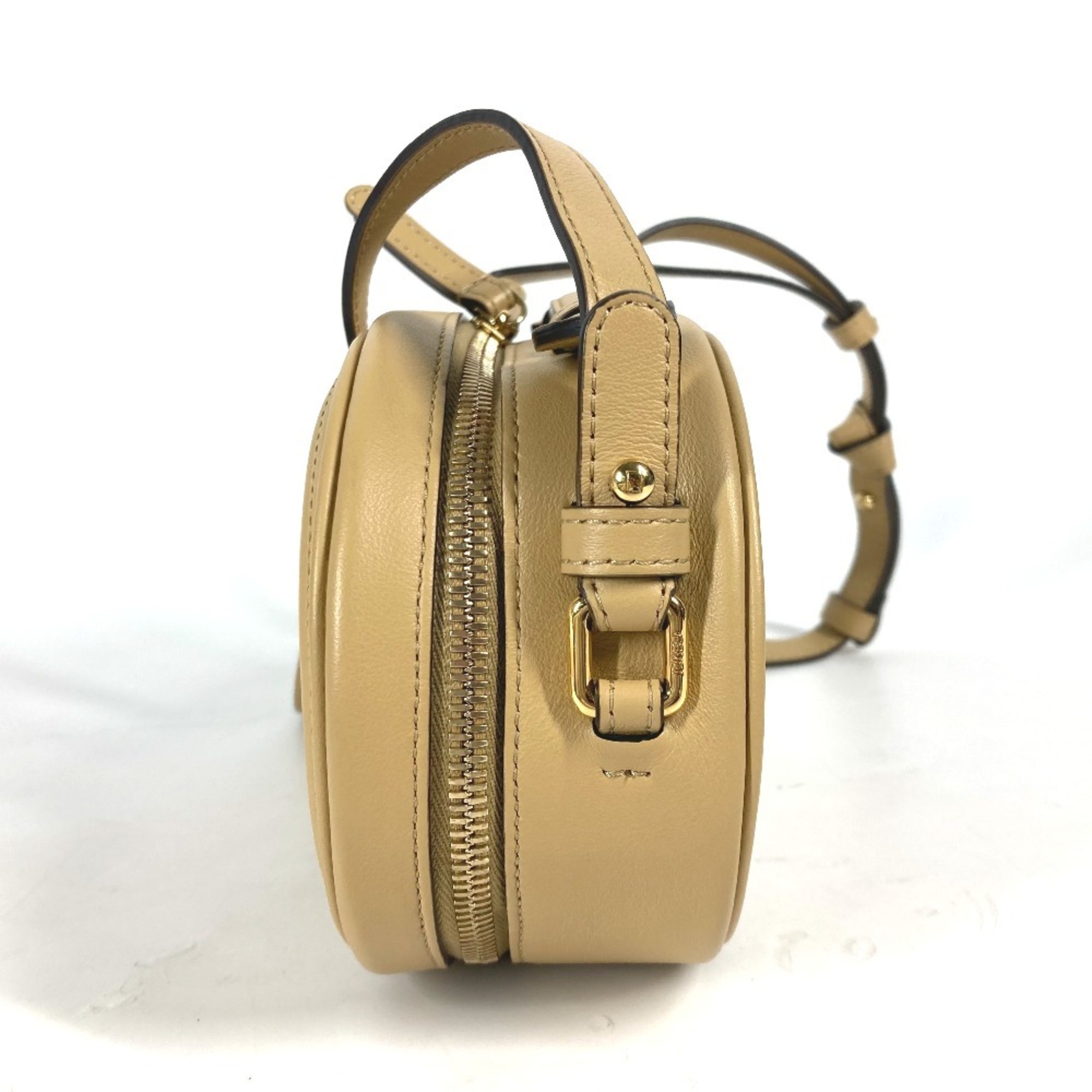 FENDI 8BS058 Pochette Camera Case Small Orlock MINI CAMERA CASE Bag Handbag Shoulder Leather Women's Beige