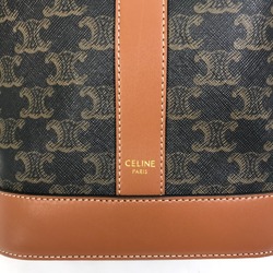 CELINE 191442CAS Triomphe Canvas Small Bucket Shoulder Bag Leather Women's Tan Brown