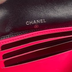 CHANEL Cambon Line CC Coco Mark Compact Wallet Bi-fold Leather Women's Black