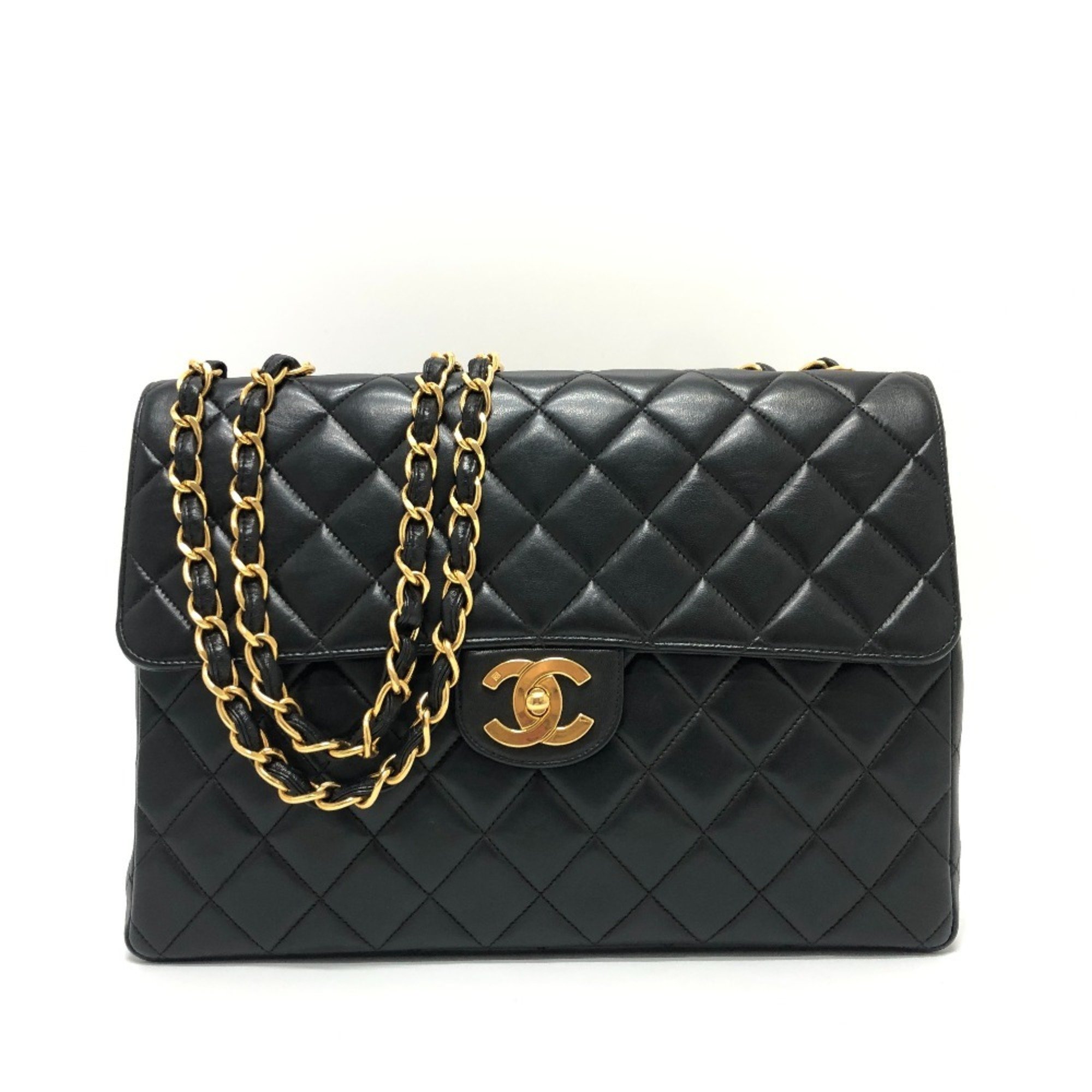 CHANEL Chanel Matelasse 30 W Chain Bag Handbag Shoulder Lambskin Women's Black