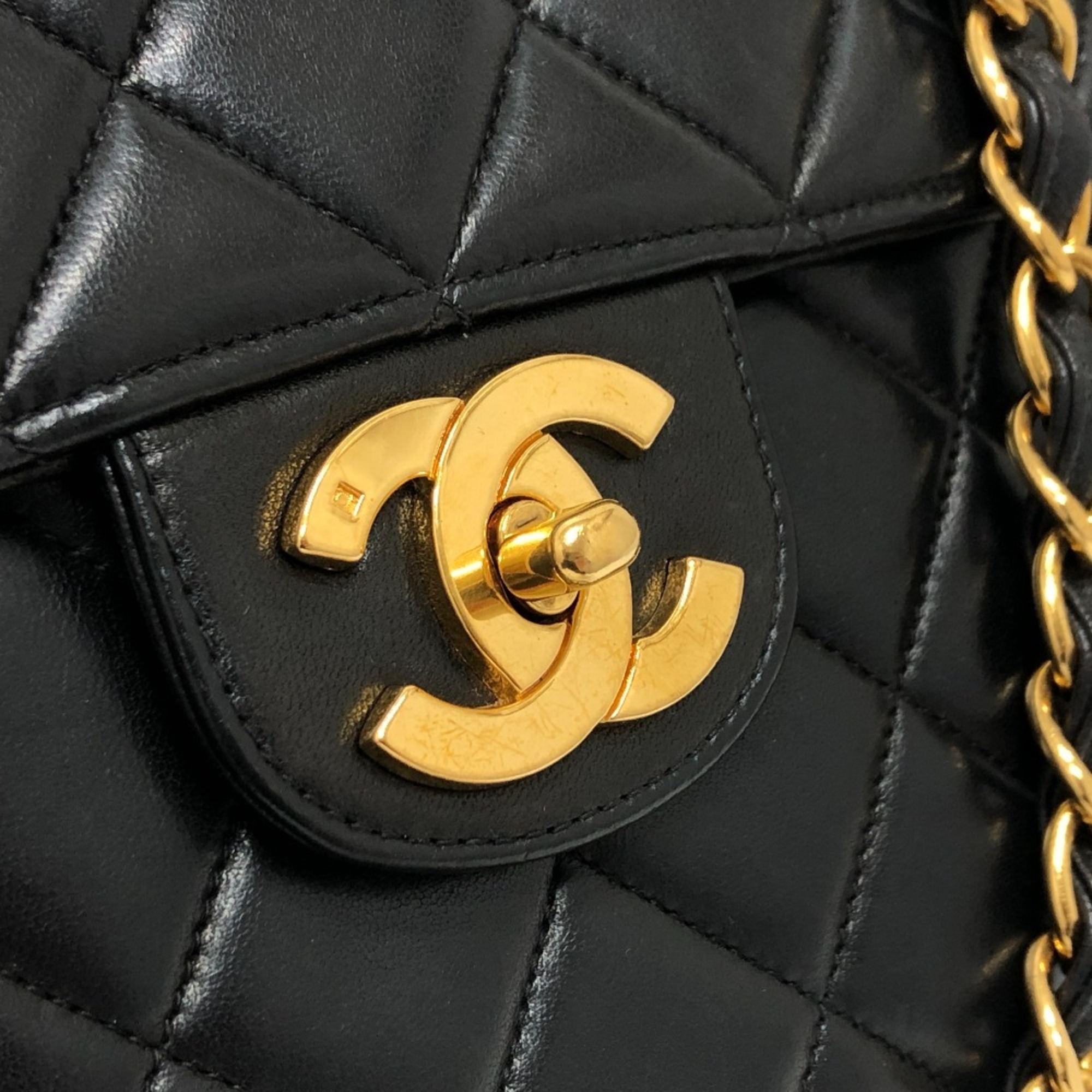 CHANEL Chanel Matelasse 30 W Chain Bag Handbag Shoulder Lambskin Women's Black