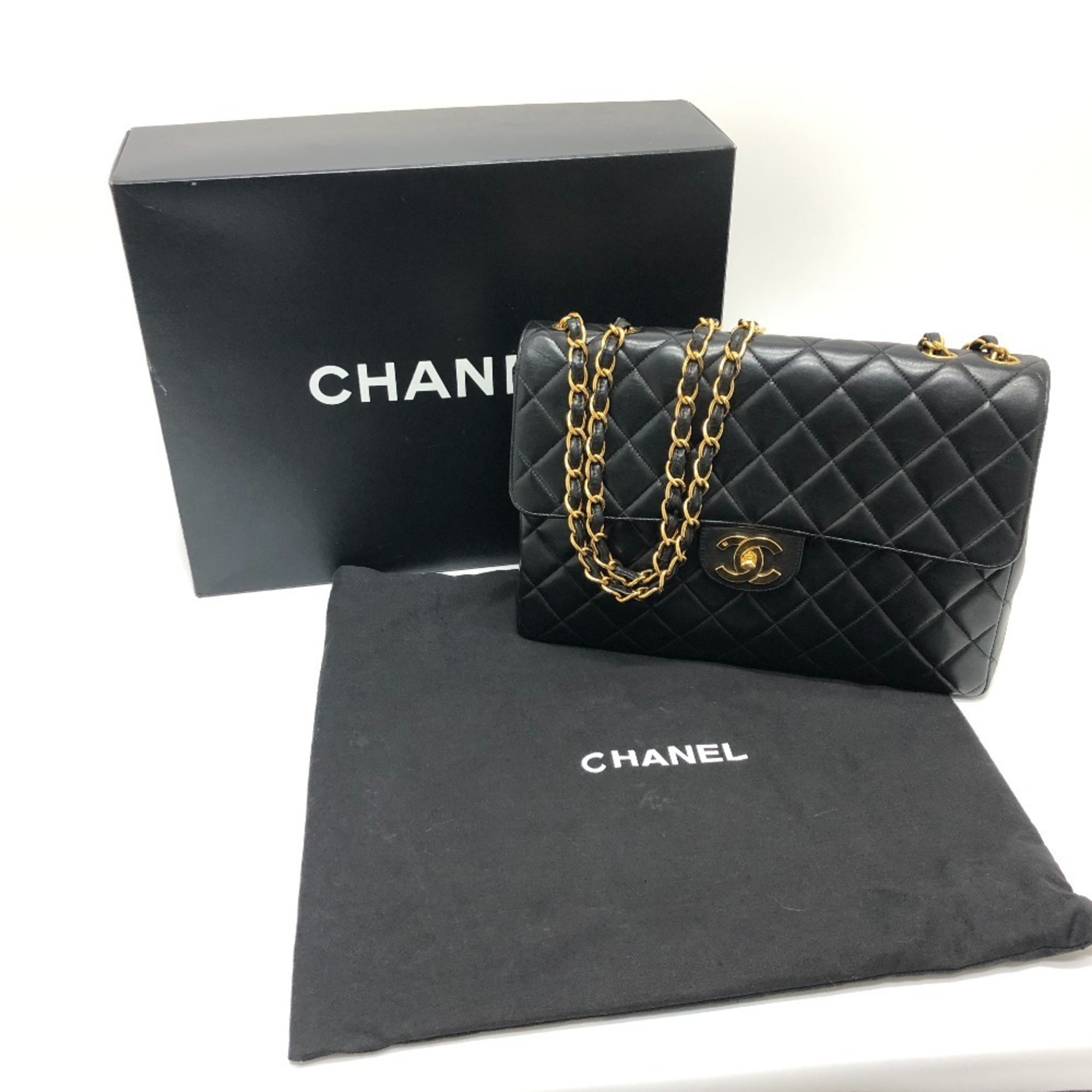 CHANEL Chanel Matelasse 30 W Chain Bag Handbag Shoulder Lambskin Women's Black