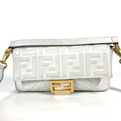 FENDI 8BR600 Zucca Mamma Bucket Bag Shoulder Leather Women's White