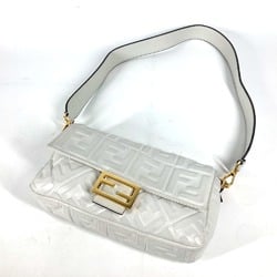 FENDI 8BR600 Zucca Mamma Bucket Bag Shoulder Leather Women's White