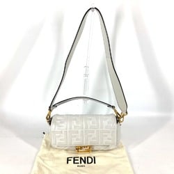 FENDI 8BR600 Zucca Mamma Bucket Bag Shoulder Leather Women's White