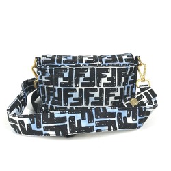 FENDI 8BR784 Joshua Vides Collaboration Zucca Baguette Bag Pochette Shoulder Nylon Men's Blue