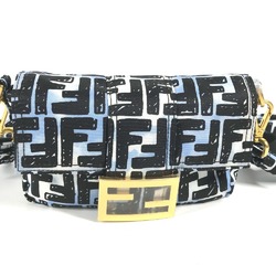 FENDI 8BR784 Joshua Vides Collaboration Zucca Baguette Bag Pochette Shoulder Nylon Men's Blue