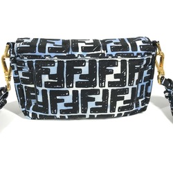 FENDI 8BR784 Joshua Vides Collaboration Zucca Baguette Bag Pochette Shoulder Nylon Men's Blue