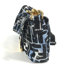 FENDI 8BR784 Joshua Vides Collaboration Zucca Baguette Bag Pochette Shoulder Nylon Men's Blue