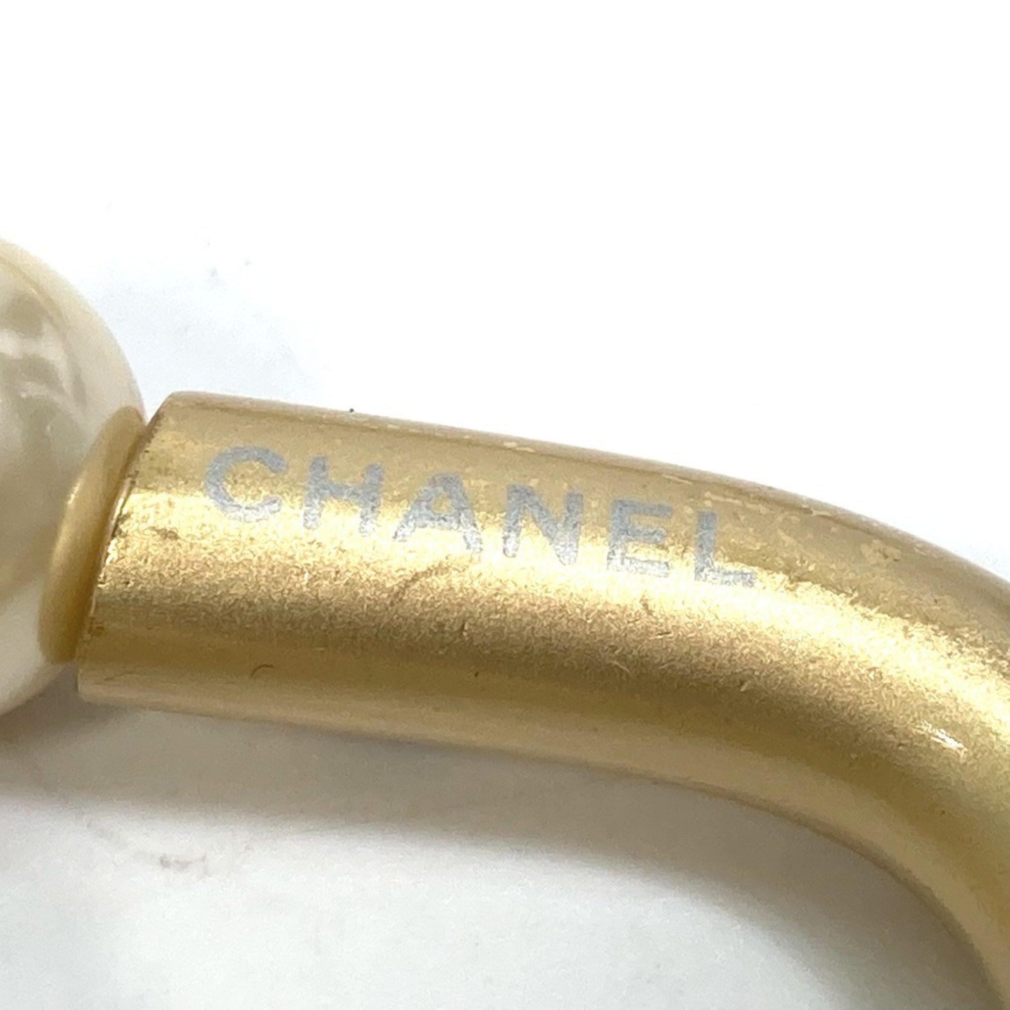 CHANEL 01C Faux Pearl Belt Leather Women's Gold