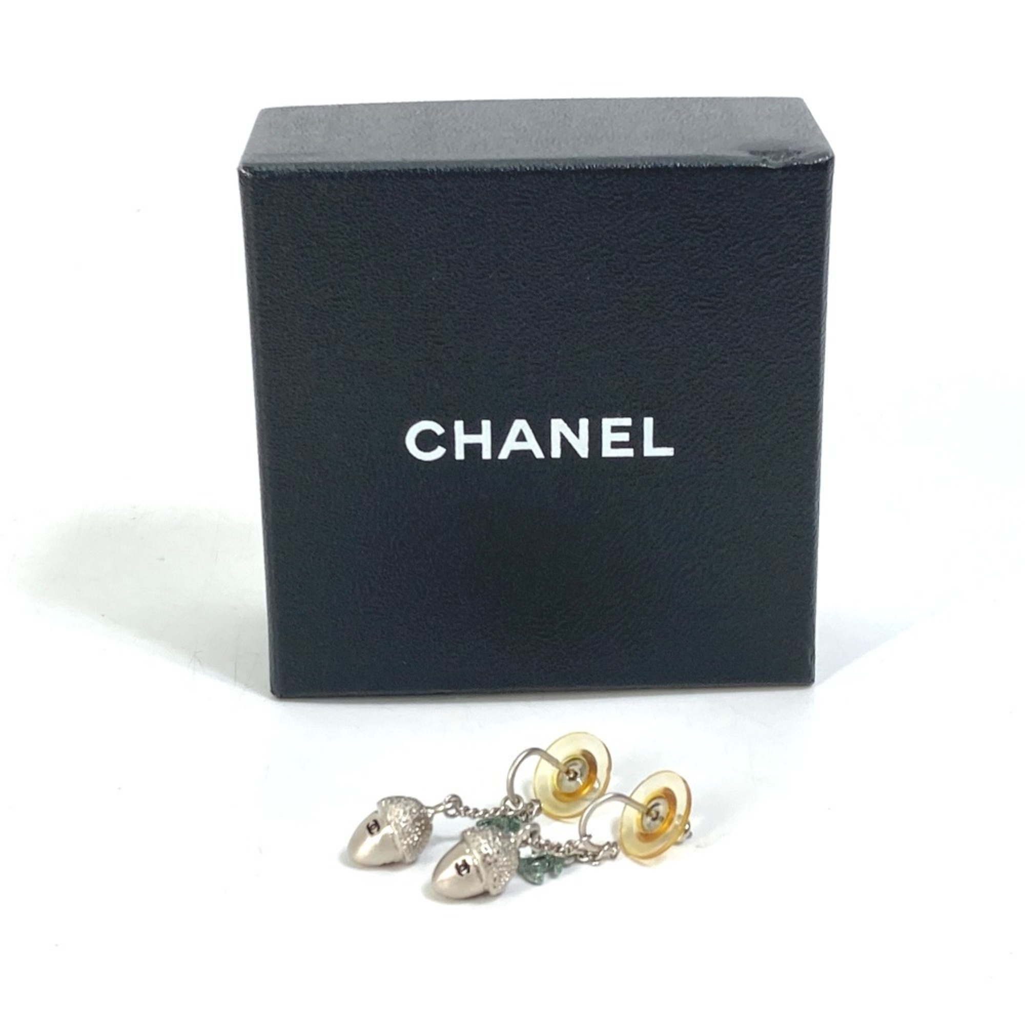 CHANEL Acorn CC Coco Mark Earrings Metal Women's Silver