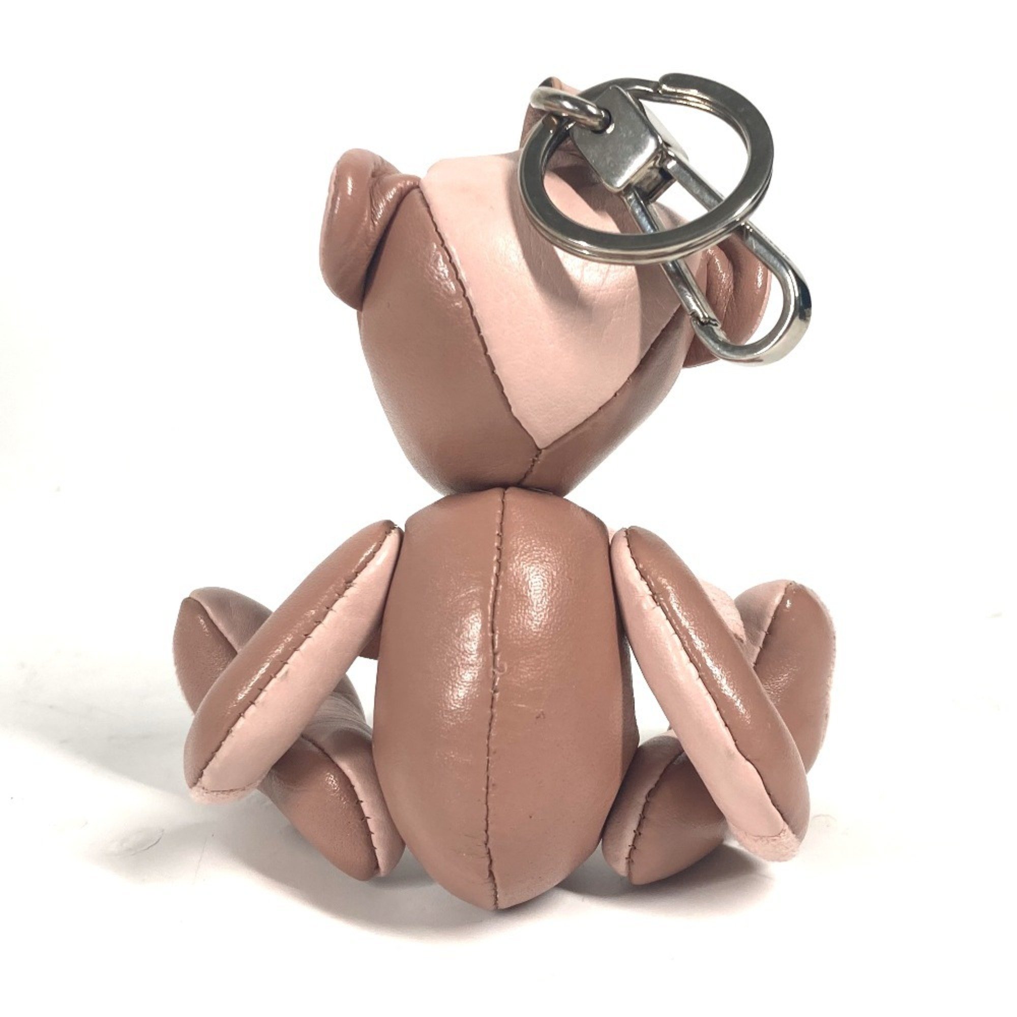 Burberry Ribbon Thomas Bear Teddy Bag Charm Keychain Leather Women's Pink