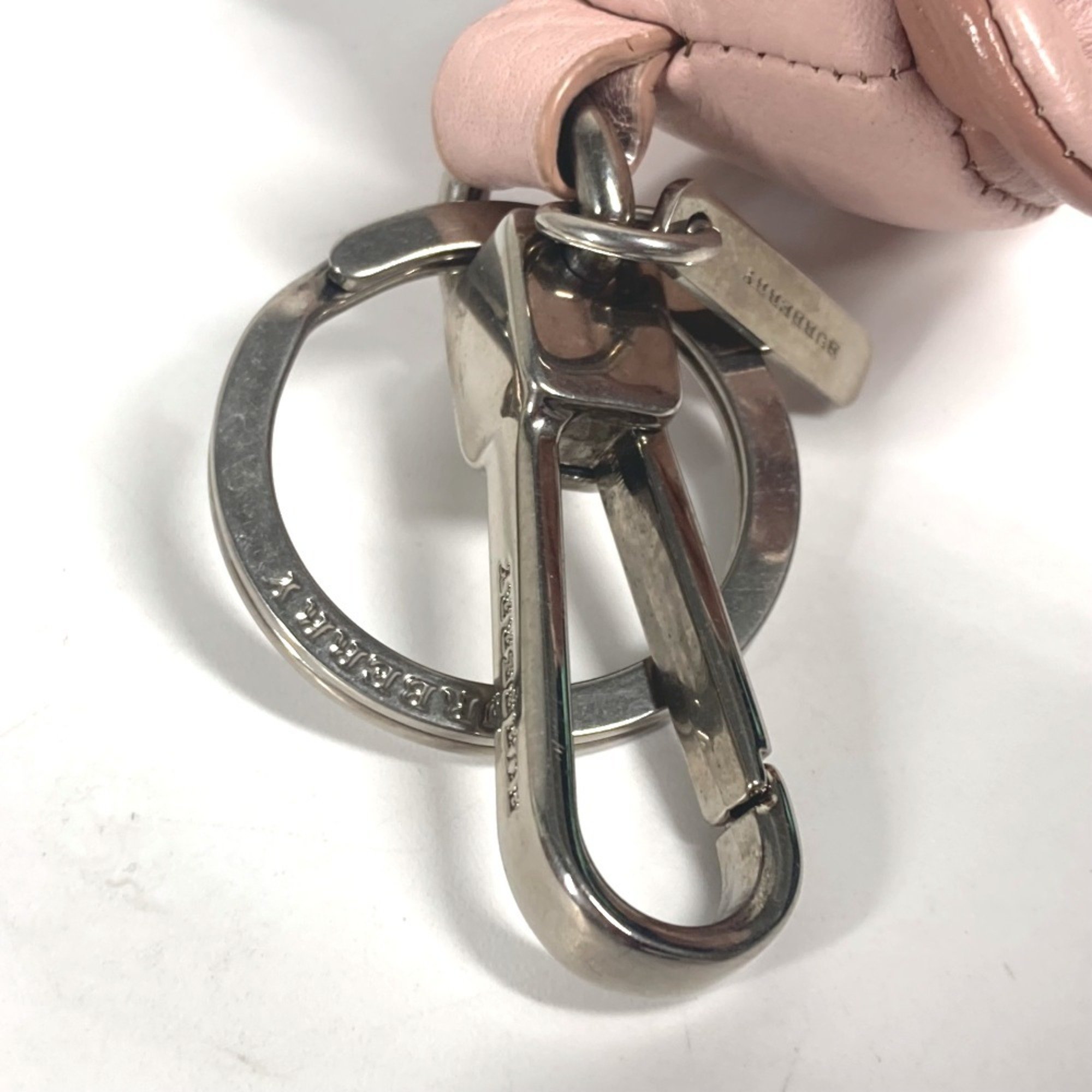 Burberry Ribbon Thomas Bear Teddy Bag Charm Keychain Leather Women's Pink