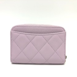 CHANEL AP0216 Coco Mark Matelasse Classic Zip Coin Purse Wallet/Coin Case Wallet Caviar Skin Women's Purple