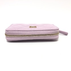 CHANEL AP0216 Coco Mark Matelasse Classic Zip Coin Purse Wallet/Coin Case Wallet Caviar Skin Women's Purple