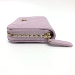 CHANEL AP0216 Coco Mark Matelasse Classic Zip Coin Purse Wallet/Coin Case Wallet Caviar Skin Women's Purple