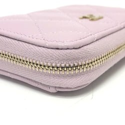 CHANEL AP0216 Coco Mark Matelasse Classic Zip Coin Purse Wallet/Coin Case Wallet Caviar Skin Women's Purple