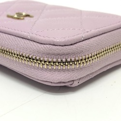 CHANEL AP0216 Coco Mark Matelasse Classic Zip Coin Purse Wallet/Coin Case Wallet Caviar Skin Women's Purple