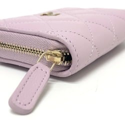 CHANEL AP0216 Coco Mark Matelasse Classic Zip Coin Purse Wallet/Coin Case Wallet Caviar Skin Women's Purple