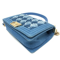 CHANEL Chanel Boy Chain Bag Shoulder Denim Women's Blue