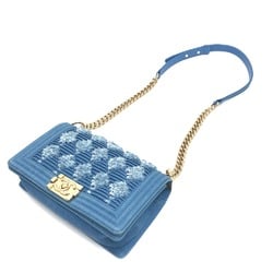 CHANEL Chanel Boy Chain Bag Shoulder Denim Women's Blue