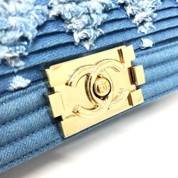 CHANEL Chanel Boy Chain Bag Shoulder Denim Women's Blue