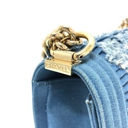 CHANEL Chanel Boy Chain Bag Shoulder Denim Women's Blue