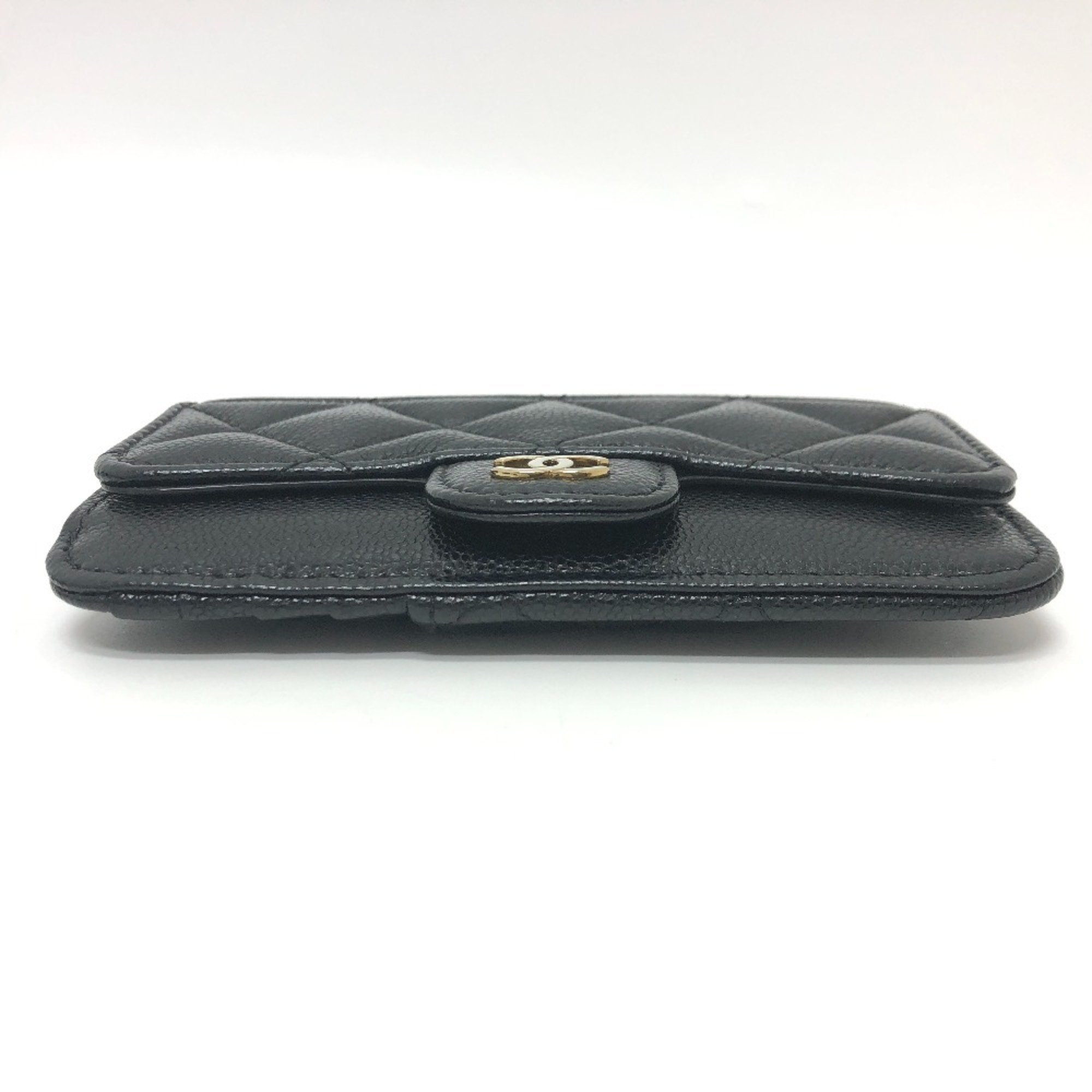 CHANEL AP2570 Coco Mark Matelasse Classic Zip Business Card Holder/Card Case Wallet/Coin Wallet Coin Purse Caviar Skin Women's Black