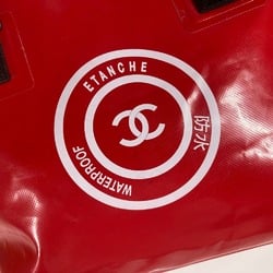 CHANEL Waterproof CC Coco Mark ETANCHE Shoulder Bag Tote Vinyl Women's Red