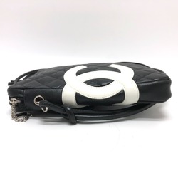 CHANEL Cambon Line Medium Shoulder Bag, Lambskin, Women's, Black x White