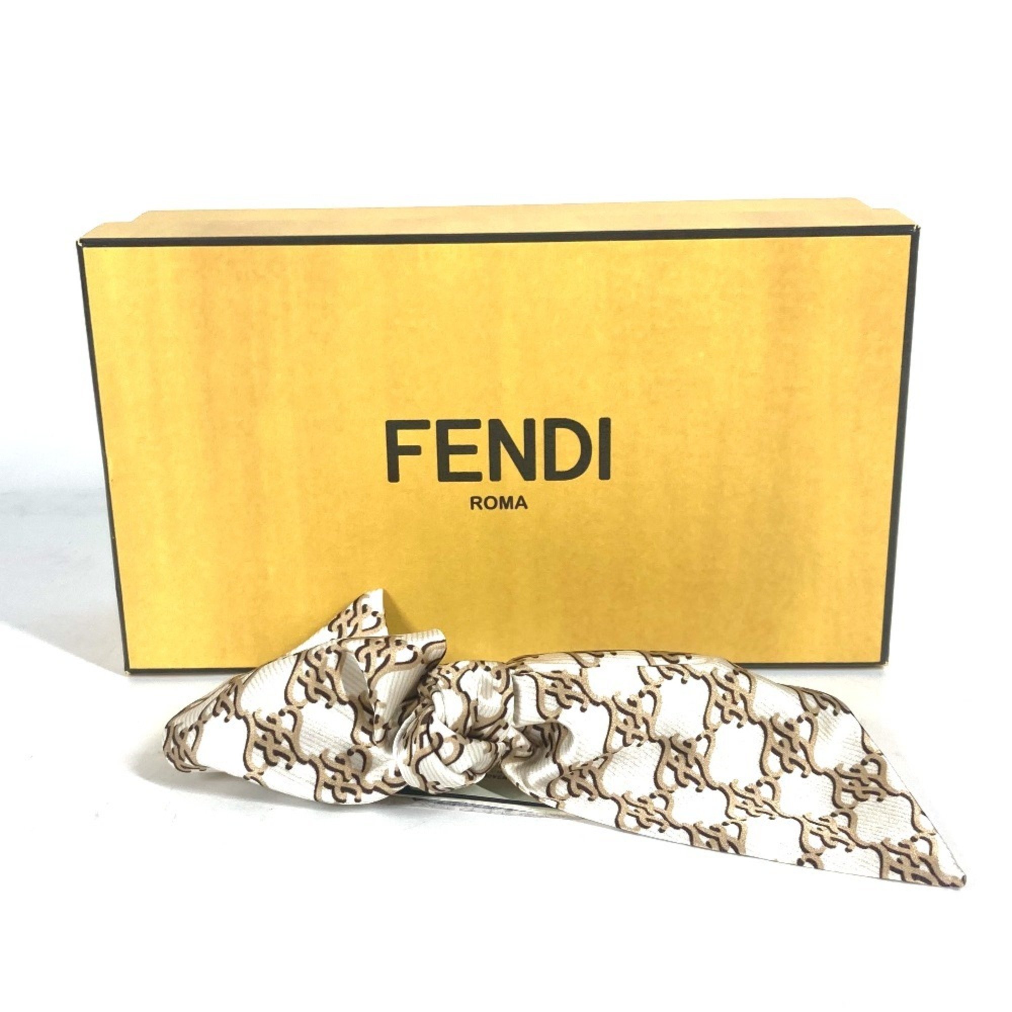 FENDI FXT114 Ribbon Hair Clip Barrette Silk Women's Beige