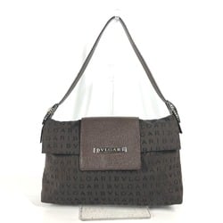 BVLGARI Bvlgari Mania flap shoulder bag canvas leather ladies brown