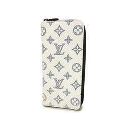 Louis Vuitton Long Wallet Monogram Shadow Zipper Vertical M83381 White Navy Men's