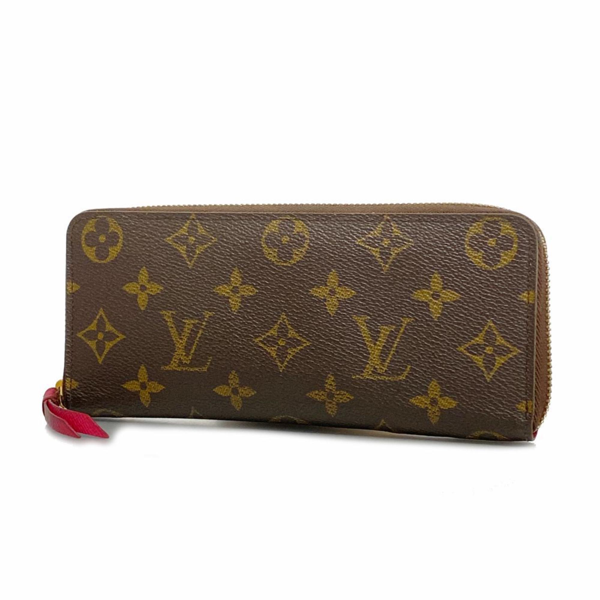 Louis Vuitton Long Wallet Monogram Portefeuille Clemence M60742 Fuchsia Ladies