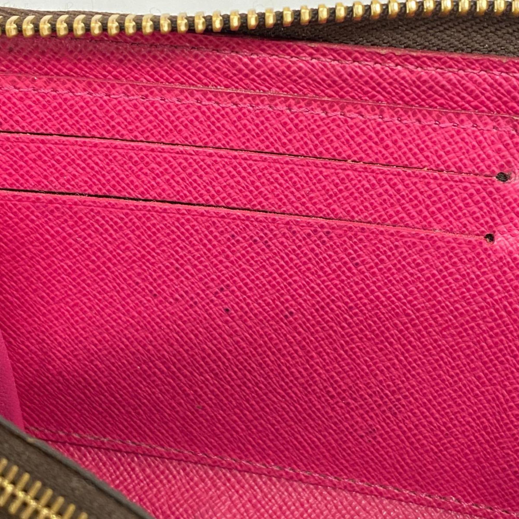 Louis Vuitton Long Wallet Monogram Portefeuille Clemence M60742 Fuchsia Ladies