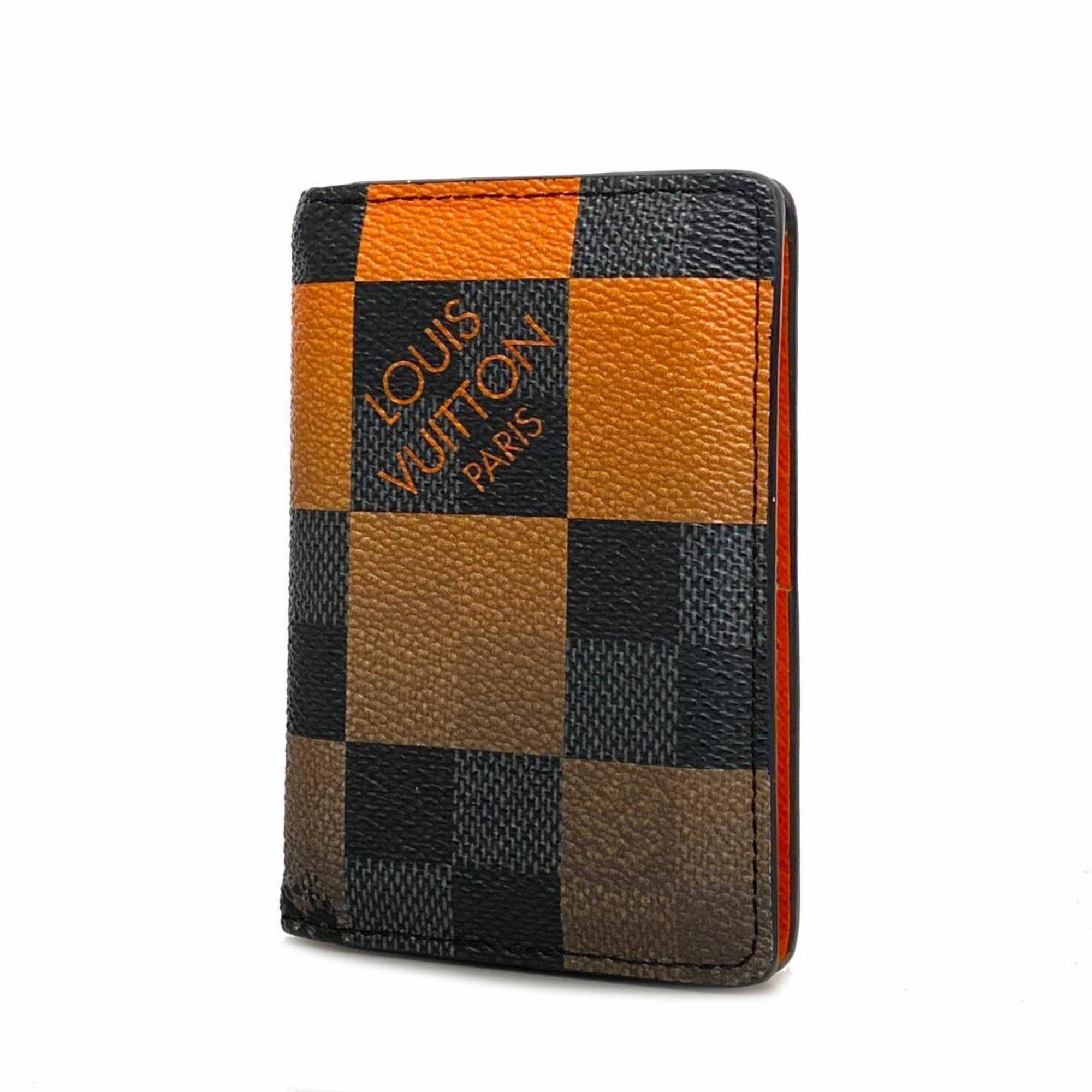 Louis Vuitton Business Card Holder/Card Case Damier Organizer de Poche N40422 Black Orange