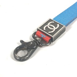 CHANEL 02S CC Coco Mark Necklace Strap Nylon Canvas Women's Blue