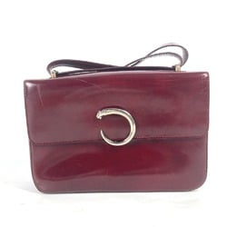 CARTIER Panthere Shoulder Bag Leather Women's Red