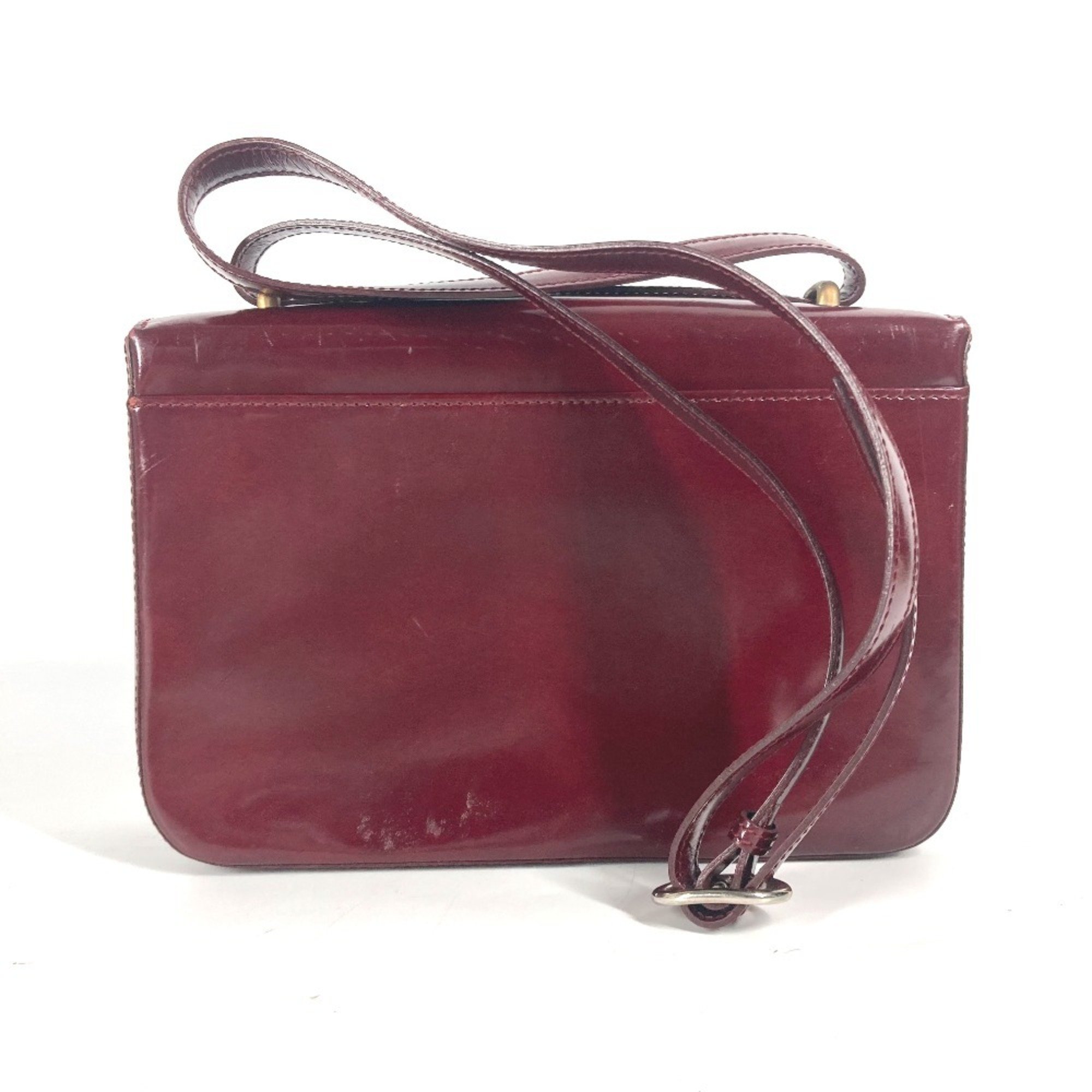 CARTIER Panthere Shoulder Bag Leather Women's Red