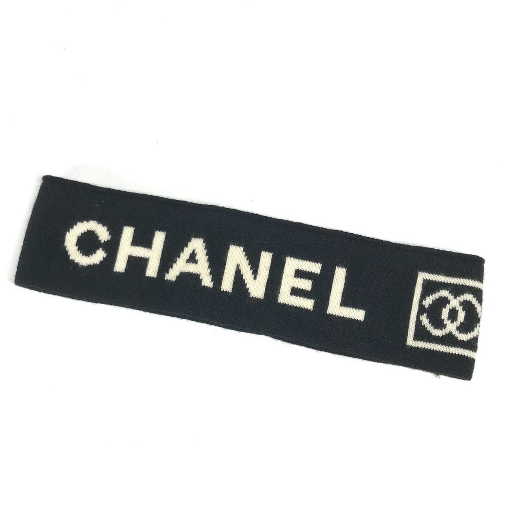 CHANEL Chanel Sport CC Coco Mark Headband Hair Hairband Wool Women's Black