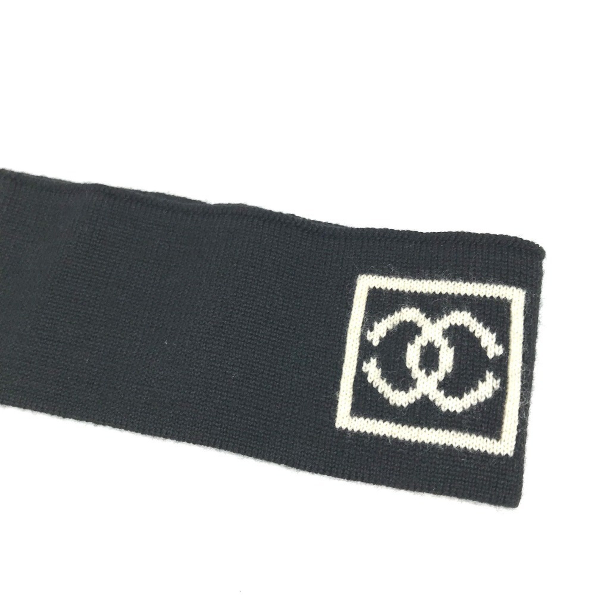 CHANEL Chanel Sport CC Coco Mark Headband Hair Hairband Wool Women's Black