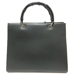 GUCCI 002058 Handbag Bamboo Bag Leather Women's Black