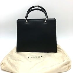 GUCCI 002058 Handbag Bamboo Bag Leather Women's Black