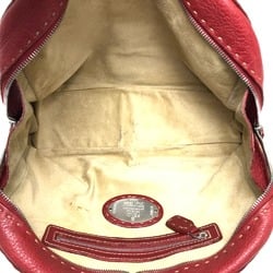 FENDI Selleria Shoulder Bag Boston Handbag Roman Leather Women's Red