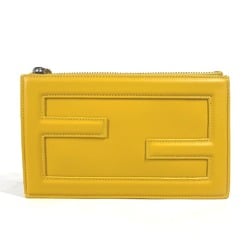 FENDI 7N0114 FF Pouch Bucket Clutch Bag Leather Women's Yellow